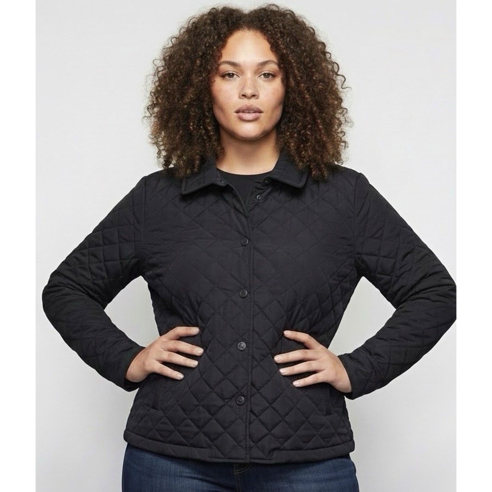 Calvin Klein Women's L Black Quilted Jacket Faux Fur Lined Hooded Coat